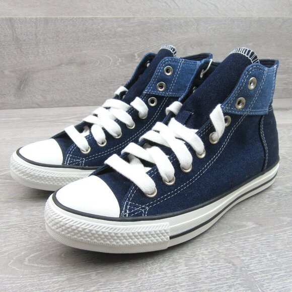 Converse CTAS HI Women's Size 9 Patchwork Denim Blue White Sneakers NEW - Picture 4 of 14